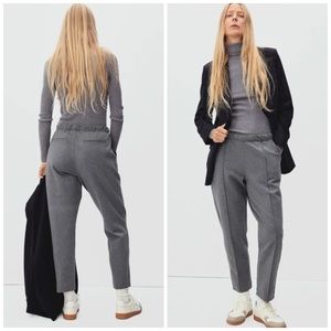 Everlane The Dream Gray Pintuck Pull On Tapered Pants Sz M